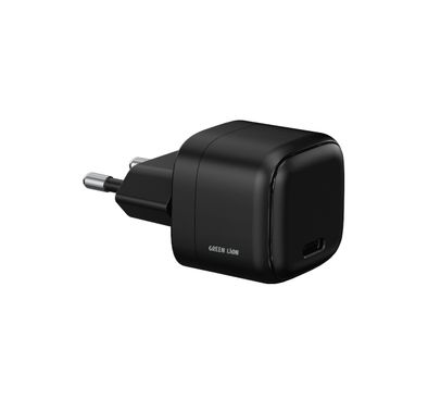 Green Lion NEXIO Single Port Wall Charger with EU Power Plug, 20W Power Delivery, Charging Protection, Flame Retardant PC Material, USB-C Port, PD 3.0+PPS - Black