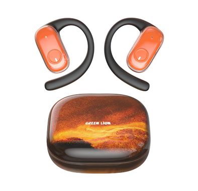 Green Lion CATANIA Open-Ear Earbuds with Smart Touch Control, Dual-Mic ENC, Type-C Charging, IPX5 Water Resistance Level, Open-Ear Comfort, Liquid Sand Design - Orange