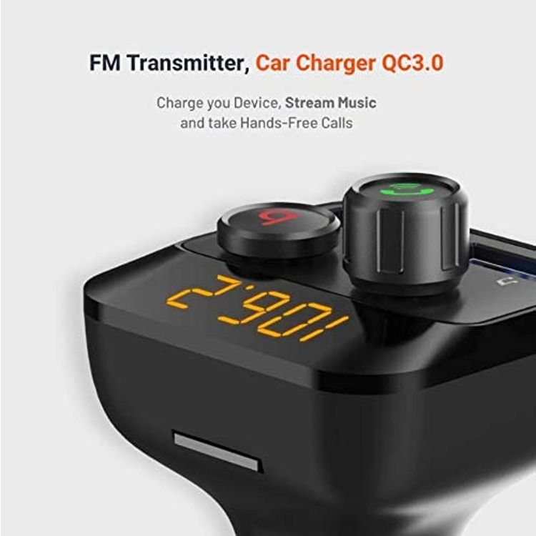 Porodo Wireless FM Transmitter Car Charger 3.4A with Bass Boost - Black