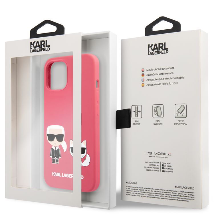 CG MOBILE Karl Lagerfeld Liquid Silicone Case Karl & Choupette Compatible for iPhone 13 Pro Max (6.7") Anti-Scratch, Easy Access to All Ports, Drop Protection & Shock Absorption