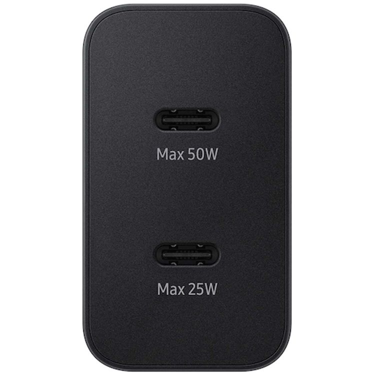 محول الطاقة من سامسونج بقدرة 50 واط PD مع كابل USB-C إلى USB-C بقوة 5 أمبير، ثنائي الدبوس EU، حماية من الدائرة القصيرة للشحن الآمن، شحن فائق السرعة 2.0 - أسود