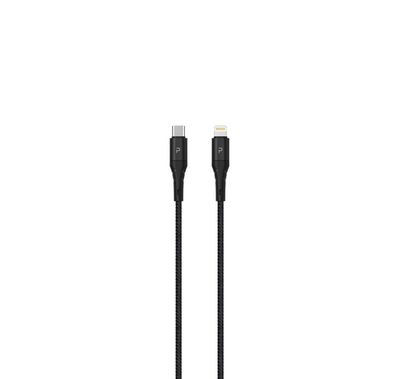 باوا كبل من النايلون مضفر 20 واط بيانات وشحن سريع يو اس بي-سي إلى كابل لايتنينج 2 متر / 4 قدم  - أسود