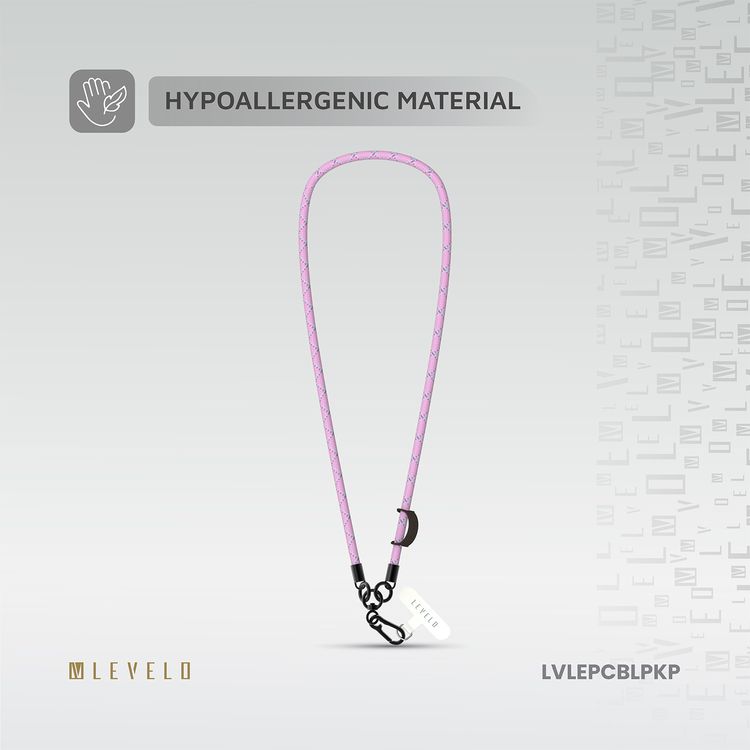 Levelo Everly Phone Crossbody Lanyard, Lightweight Design, Adjustable Straps with 1.2m Length, Hypoallergenic Material, Universal Compatibility - Pink pearl