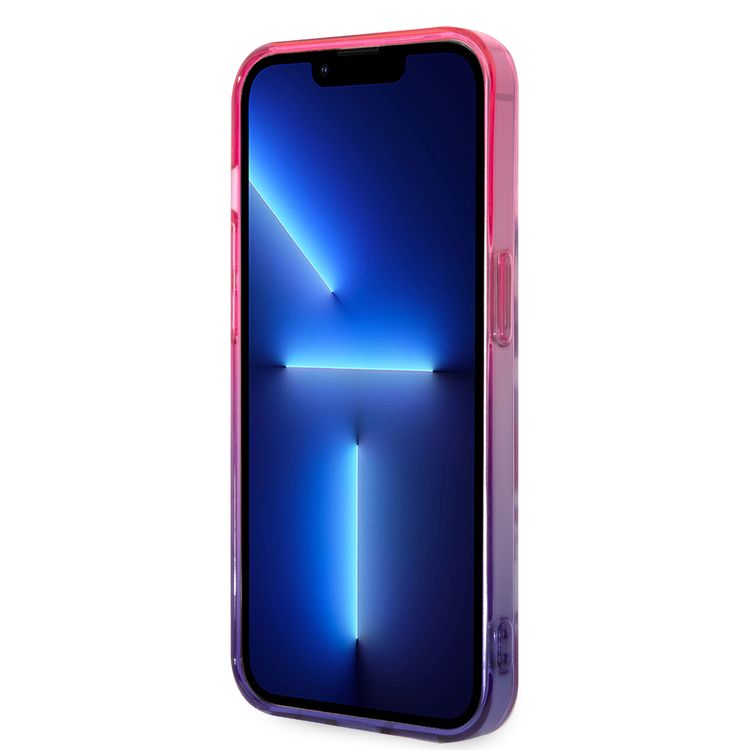 كفر USPA PC/TPU IML مع تصميم النخيل المصبوغة وشعار الحصان لهاتف iPhone 14 Pro Max - أرجواني