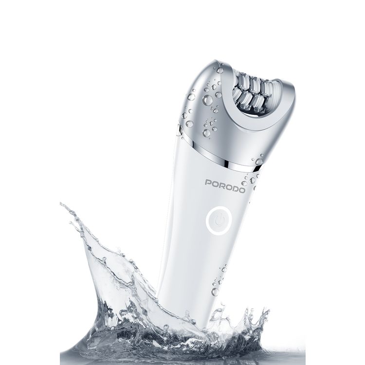 Porodo Lifestyle Face & Body Epilator with 8 Replacement Heads, 120 Minutes Working Time, 5800RPM Motor Speed, Wet & Dry Use, 2 Speed Levels - White