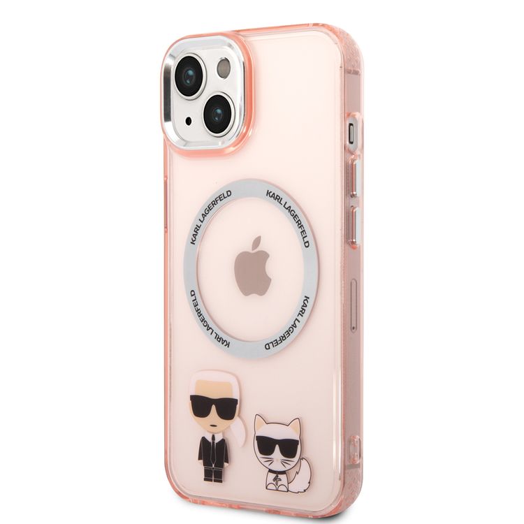 Karl Lagerfeld Magsafe PC/TPU Case with Ring Wireless Chargeable iPhone 14 Pro Compatibility - Pink
