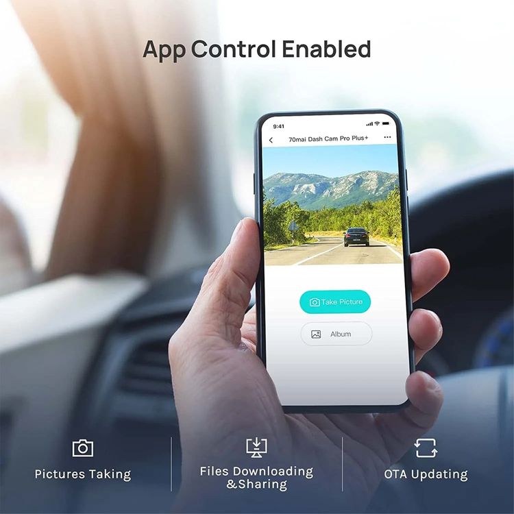 70mai Smart Dash Cam Pro Plus Sets A500S, 5Mp Resolution, Free Wifi, 24Hours Parking Monitor, 140 Degree Wide View Angle, Dual Video Recording