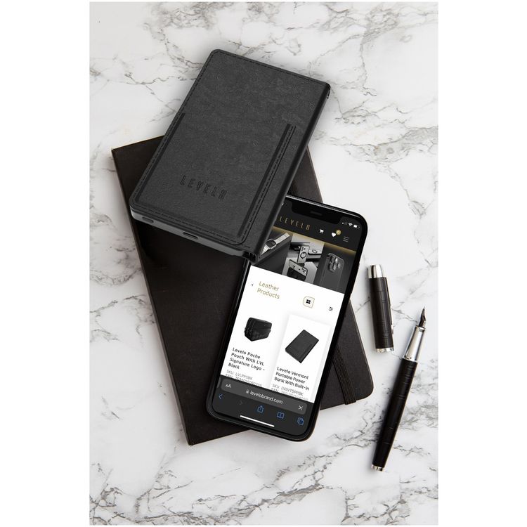 Levelo Vermont 3-in-1 Portable Wallet Power Bank,  5000mAh Battery Capacity, Lithium - ion Battery, Aluminum + PU Leather Finish Material, Fast Charging - Black