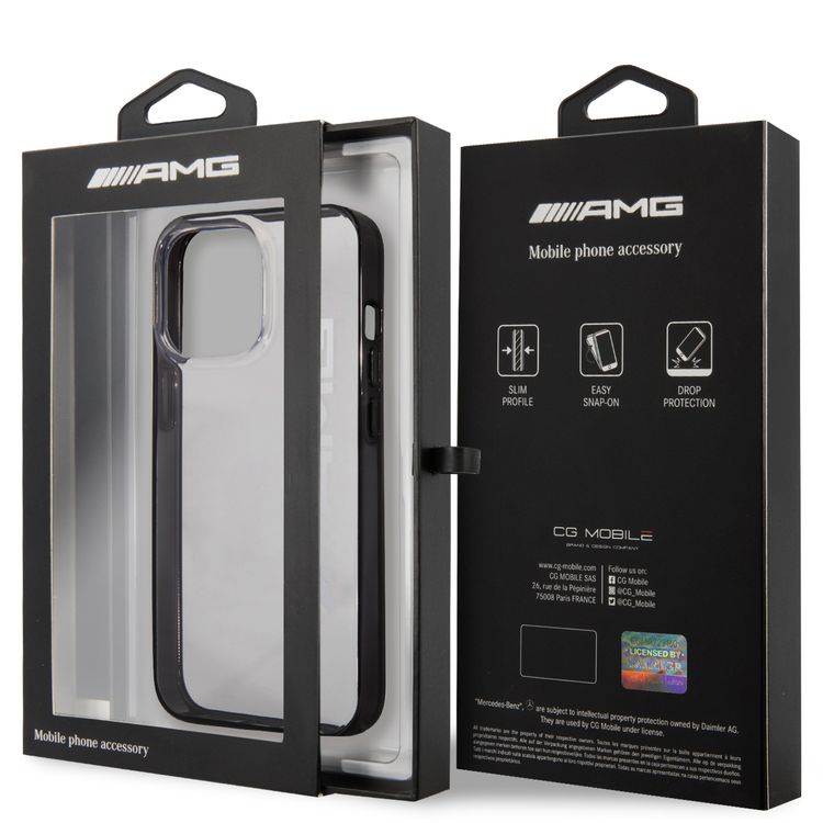 AMG PC Transparent Hard Case with Black Matte TPU Rim iPhone 14 Pro - Clear
