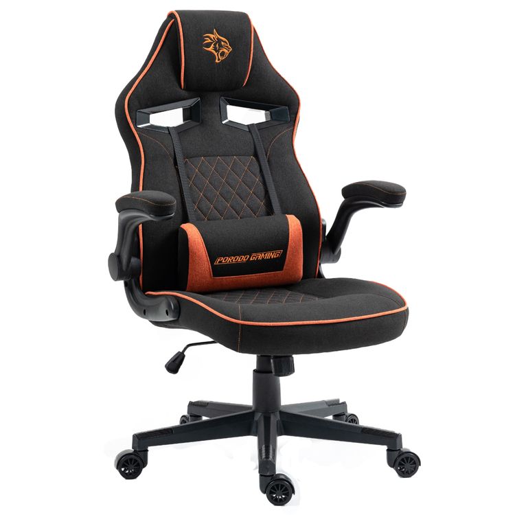 Porodo Gaming Chair with Fabric Covered Cushion and Class 3 - Black