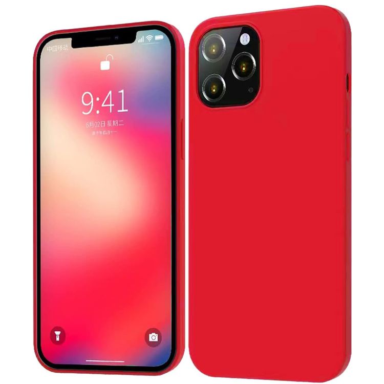 Green Lion Premium Liquide Silicone Case for iPhone 12 Pro Max 6.7", Easy Access to All Ports, Anti-Scratch, Shock-Absorption & Drop Protection Back Cover - Red