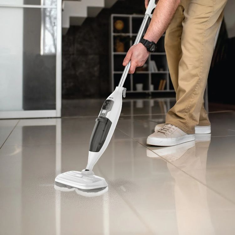 Green Lion Hydro Mop 3X Rotary Mop Cleaner with 12500 RPM Motor Speed, 20-30 Minutes Continuous Steam Time, 15 Seconds Steam-Ready Time, 550mL Water Tank Capacity - White