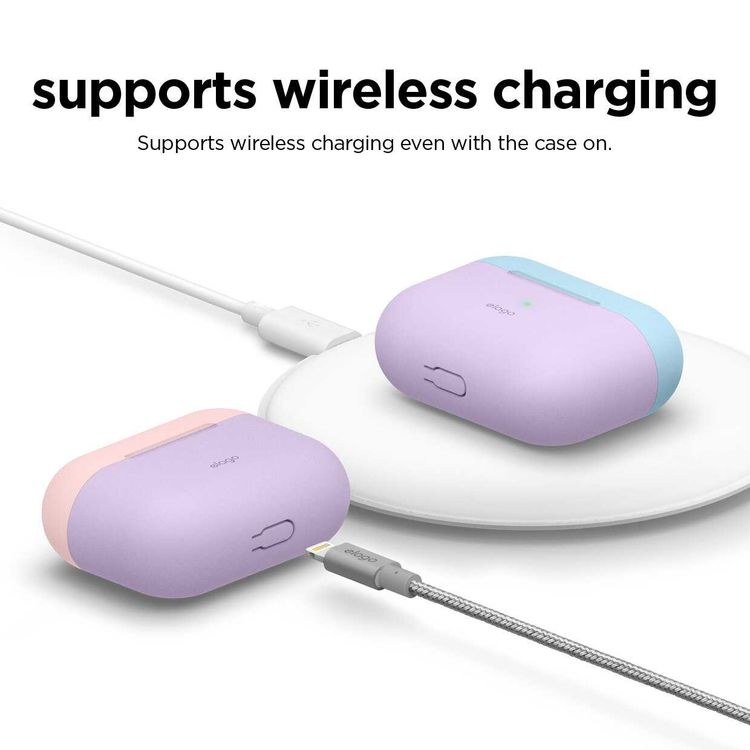 Elago Duo Case for Apple Airpods Pro - Top-Pink/Blue, Bottom-Lavender