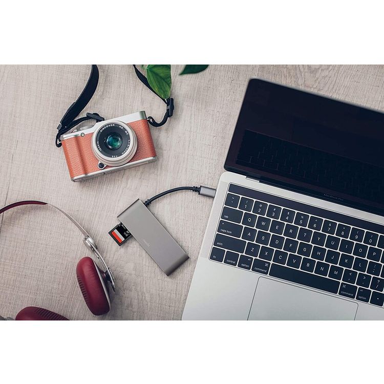 Moshi MSHI-L-084213 USB-C Multimedia Adapter, 3-in-1 hub Data transfer, HDMI output - Titanium Gray