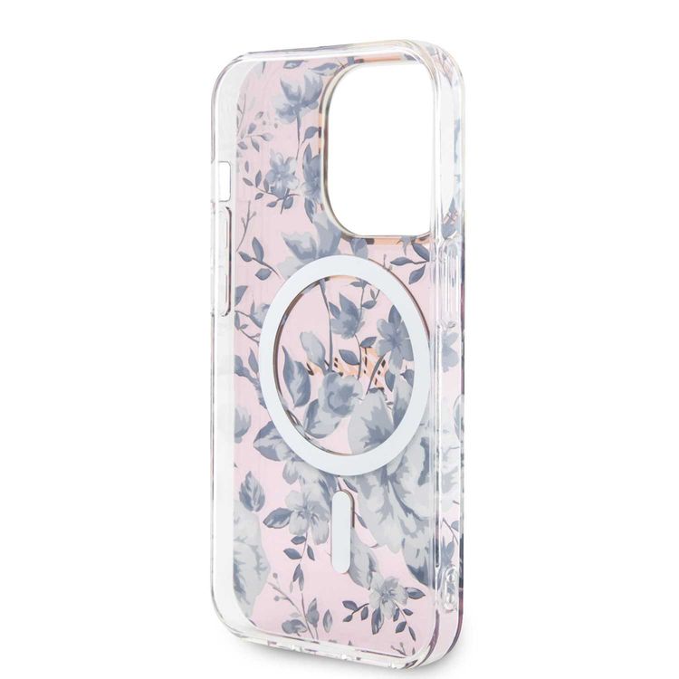 Guess Magsafe IML Case with Flower Pattern - Pink - iPhone 15 Pro Max