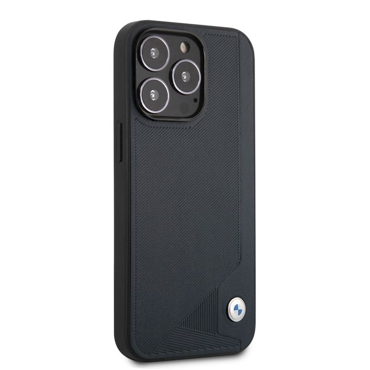 CG Mobile BMW BMHCP13XRCDPV Signature Genuine leather Seat Debossed Hard Case Compatible with iPhone 13 Pro Max, high degree of protection, light and thin - Black