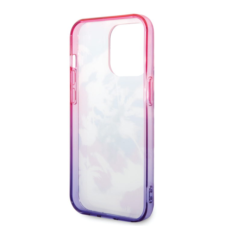 كفر USPA PC/TPU IML مع تصميم النخيل المصبوغة وشعار الحصان لهاتف iPhone 14 Pro - أرجواني