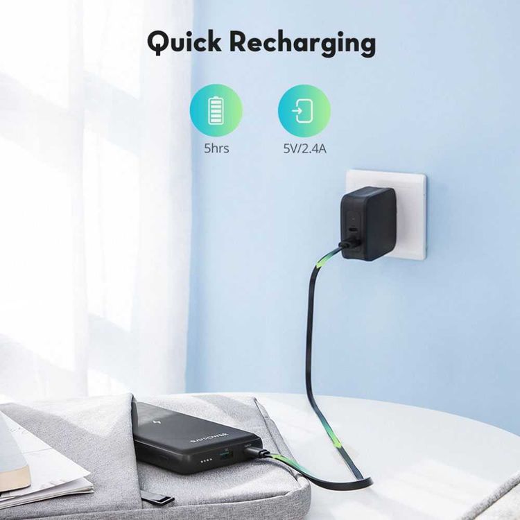 RAVPower Turbo 2-Port Portable Wireless Power Bank 10000mAh 10W Compatible with All Qi-enabled Phones - QC3.0 Fast Charging Portable Wireless Charger Powerbank 5V/2.4A - Black