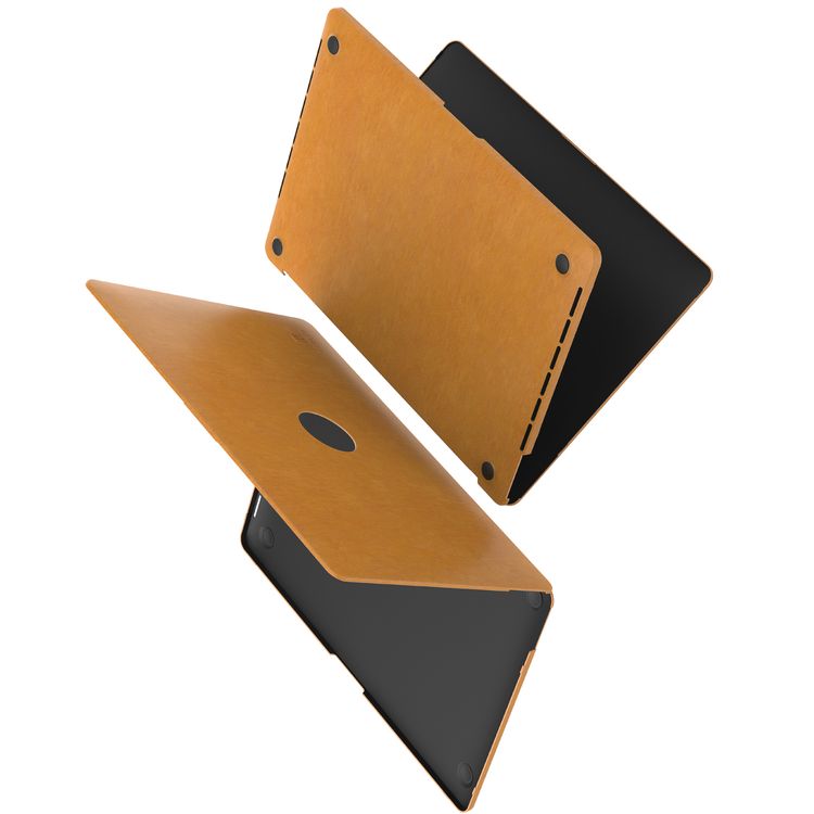 Levelo Gevena Leather Macbook Pro Cover 15" with Silicone Bottom Base, Non-Slip Surface, Ultra-Thin, Secure & Lightweight - Brown