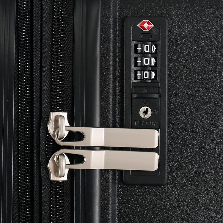 H.T Luggage Bag, Hard Case Polypropylene (PP) Material, Expandable, Telescopic Handle, Scratch Resistant, TSA Lock, Medium Case Size - Black