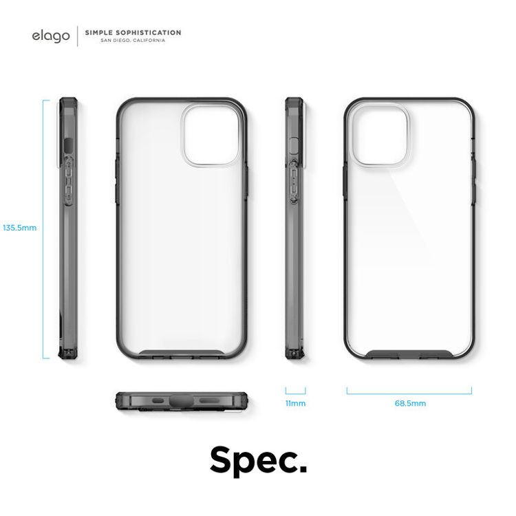 Elago Hybrid Case Compatible w/ iPhone 12 Mini (5.4")Ultimate Protection, Raised Bezel for more Protection, Supports Wireless Charge, Anti-Yellowing, Shock Absorbing Design-Black