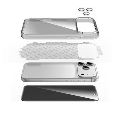 Green Lion Quad Protection Pack for iPhone 17 Pro Max, 3D Pet Privacy Glass, Anti-Shock Case, Nano HD Black Film, Camera Lens Protector, 360° Protection, Anti-Fingerprint, 28° Anti-Spy Glass - Black