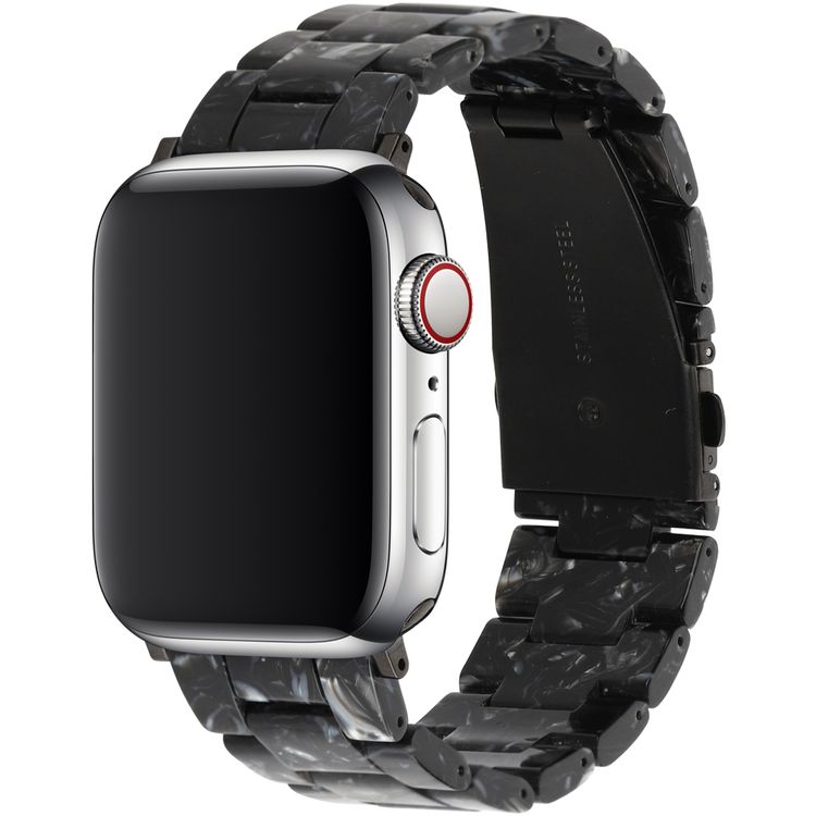 Devia Elegant Resin Watch Band 38/40mm, Fashionable Style, Easy installation, Comfortable High-Tech Surface Finish, Water Resistant, High Quality Stainless Steel, Durable - Black