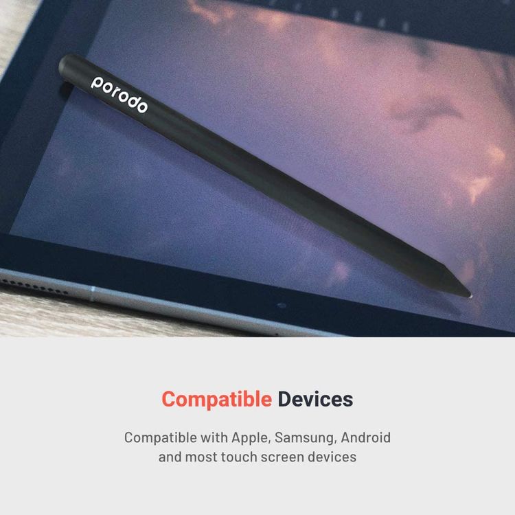 قلم Porodo Universal أنيق ومتوافق مع سن 1.5 مم - أسود