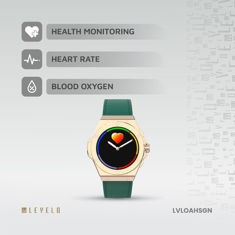 Levelo Oak Automatique Hybrid Smart Watch, Amoled Display, IP68 Water Resistant, Health Monitoring - Green 