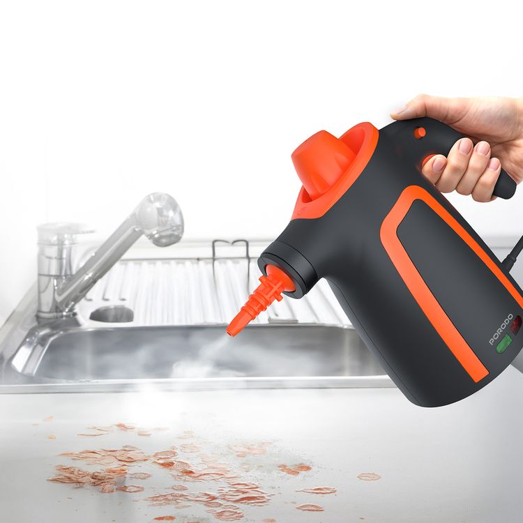 منظف البخار متعدد الأسطح من بورودو لايف ستايل بسعة خزان ماء 350 مل، درجة حرارة بخار ساخن 110 درجة مئوية، ملحقات متخصصة، زناد حسب الطلب - أسود