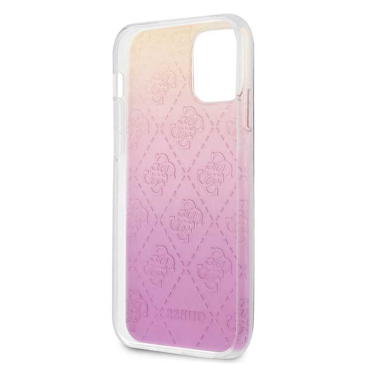 CG Mobile Guess PC/TPU 4G Pattern Hard Phone Case Compatible for iPhone 12 Mini (5.4") Shock Resistant Mobile Case Officially Licensed - Gradient Pink