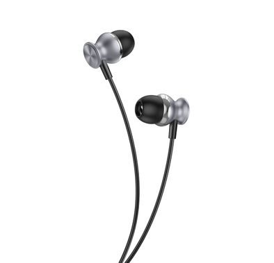 Green Lion Metal Wired Earphones with Crystal Clear Sound, Hi-Fi Audio, Chic Design, Premium Quality, 3.5mm Audio Jack, 10mm Speaker Size, High Elastic TPE Cable Material - Black