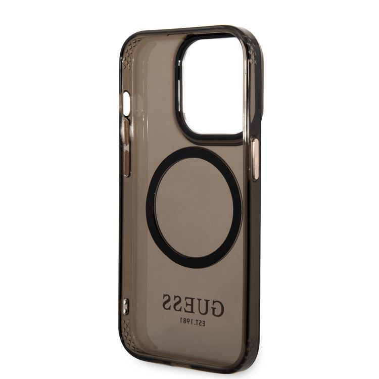 Guess Magsafe Case With Translucent Gold Outline - iPhone 14 Pro Max - Black