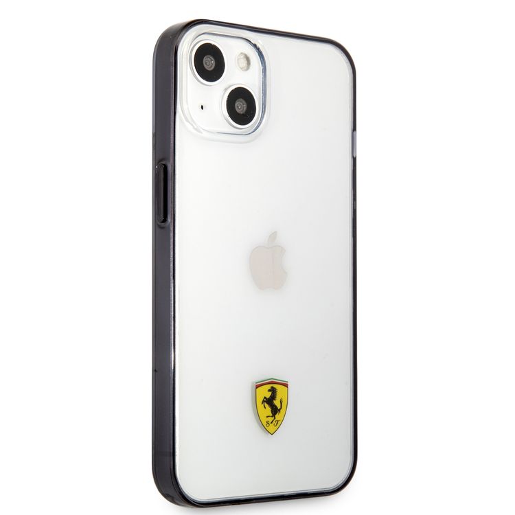CG MOBILE Ferrari Transparent Case Print Logo Compatible for iPhone 13 Pro Max (6.7") Scratches Resistant, Easy Access to All Ports, Drop & Shock Absorption Protective Back Cover Suitable with Wireless Charging Officially Licensed