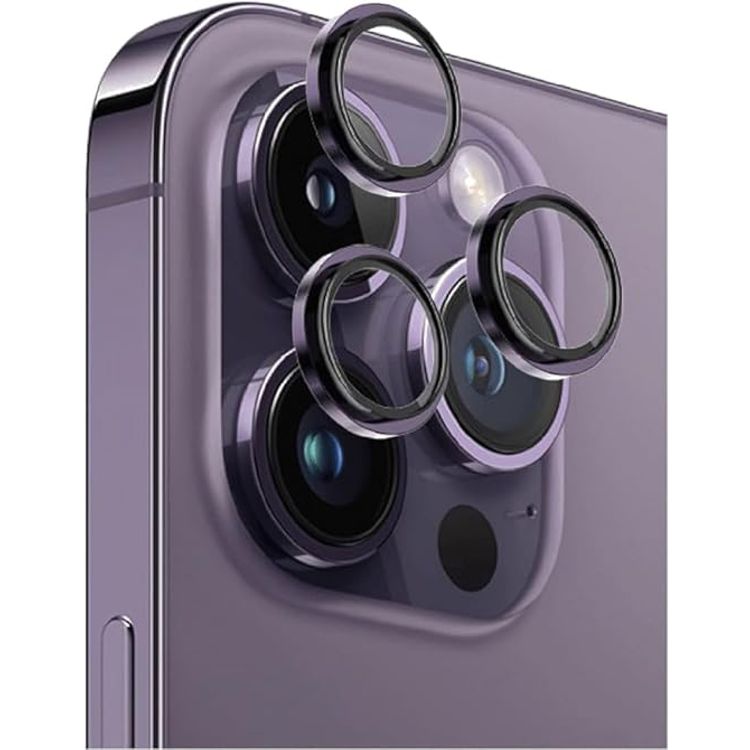 عدسة كاميرا Green Lion HD Plus لهاتف iPhone 14 Pro &amp; Pro Max، صديقة للحافظة، مضادة للخدش، سهلة التركيب، طلاء مضاد للانعكاس، مقاومة للماء - أرجواني