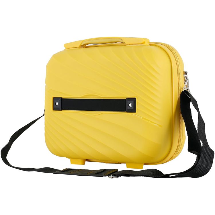 H.T Luggage Bag, Hard Case Polypropylene (PP) Material, Expandable, Telescopic Handle, Scratch Resistant, TSA Lock, Vanity Case Size - Yellow