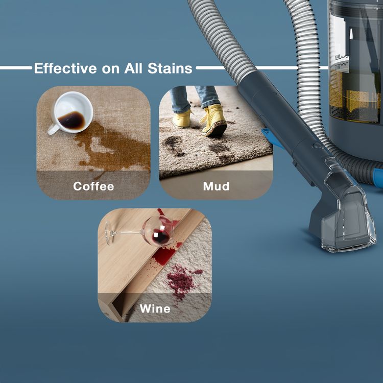 منظف السجاد جرين ليون برو، سعة خزان التنظيف 1500 مل، قوة محرك 600 واط، تنظيف طويل المدى، خزانين للماء، سهل التخزين - أزرق