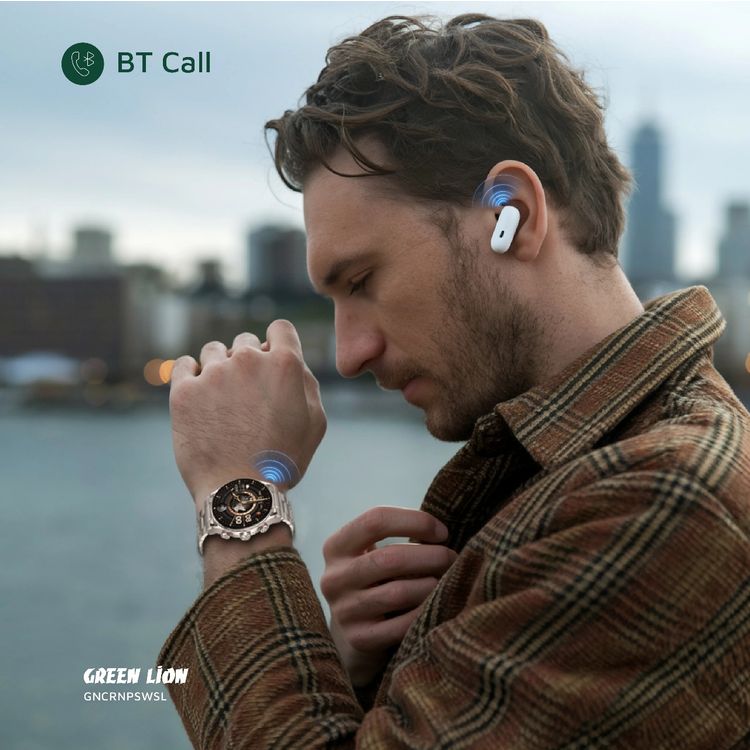 ساعة جرين ليون كرونو برو الذكية بشاشة AMOLED بقياس 1.6 بوصة، بطارية 360 مللي أمبير، تصل مدة عملها إلى 7 أيام، سطوع 1000 شمعة، تتبع النشاط، مراقبة الصحة، ساعة توقيف ومنبه - فضي