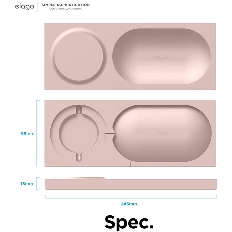 elago Charging Tray with MagSafe Charger Magnetic Wireless Charger Tray, with iPhone 12, Pro, Pro Max, Mini and other Wireless Chargers phones [Magsafe Not Included] Pink Sand