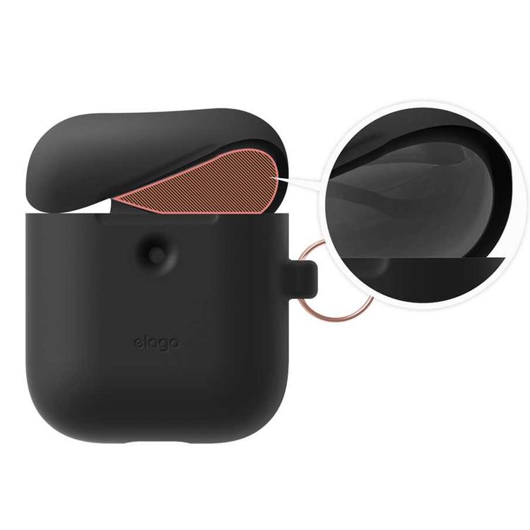 حافظة Elago الجيل الثاني من Airpods معلقة متوافقة مع Airpods 1 &amp; 2 - رمادي داكن