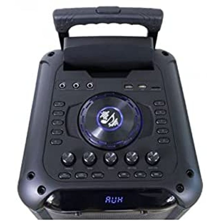 Porodo Soundtec Rumble Portable Party Speaker with Amplifier, Multi-Colour LED's Compact High Power Party Speaker, Portable Speaker with Wireless UHF Microphone