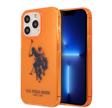 US Polo Assn Full TPU DH Logo Flou Case for iPhone 13 Pro ( 6.1  ) - Orange