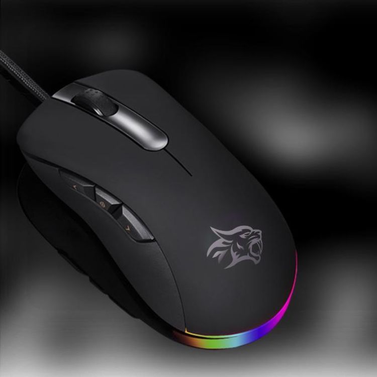 Porodo Gaming Wired Mouse with TTC Switch, 60 Million Clicks Lifespan, 16000 DPI, RGB Light, 400IPS Tracking Speed, USB Plug & Play Connection - Black