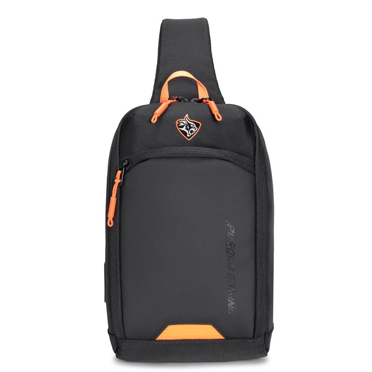 Porodo Gaming Cross Body Bag with Water-Resistant Material, Adjustable Shoulder Strap, Secure Device Storage, Padded Back Panel, Type-C Charging Port - Black 