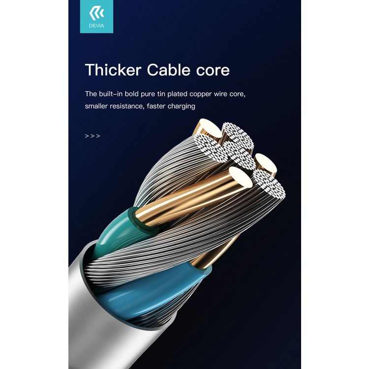 Devia Storm Series Zinc Alloy Braided Lightning Cable 1M 2.1A - Silver