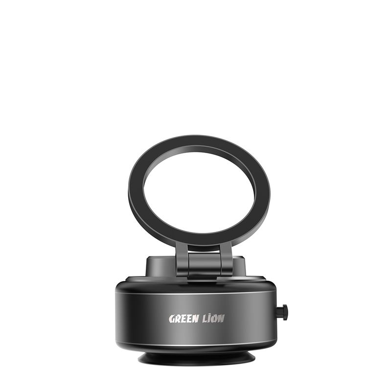 حامل الهاتف Green Lion GX-29 مع شفط تلقائي ودوران 360°، كوب شفط قوي، إمتصاص 1.5 كجم، تشغيل بيد واحدة، متوافق مع ماغسيف، شحن Type-C، وقت عمل 14 يومًا - باللون الأسود غير اللامع.