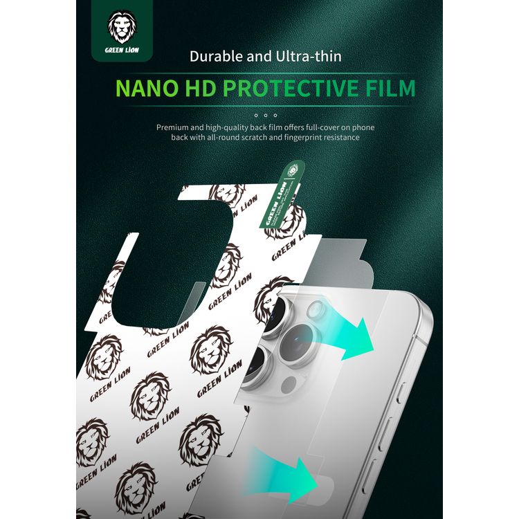 Green Lion 4-in-1 Defender Pack for iPhone 16 Pro, Anti-Shock Case, Nano HD Full Protection, Camera Lens Film, 3D Pet HD Glass - Clear