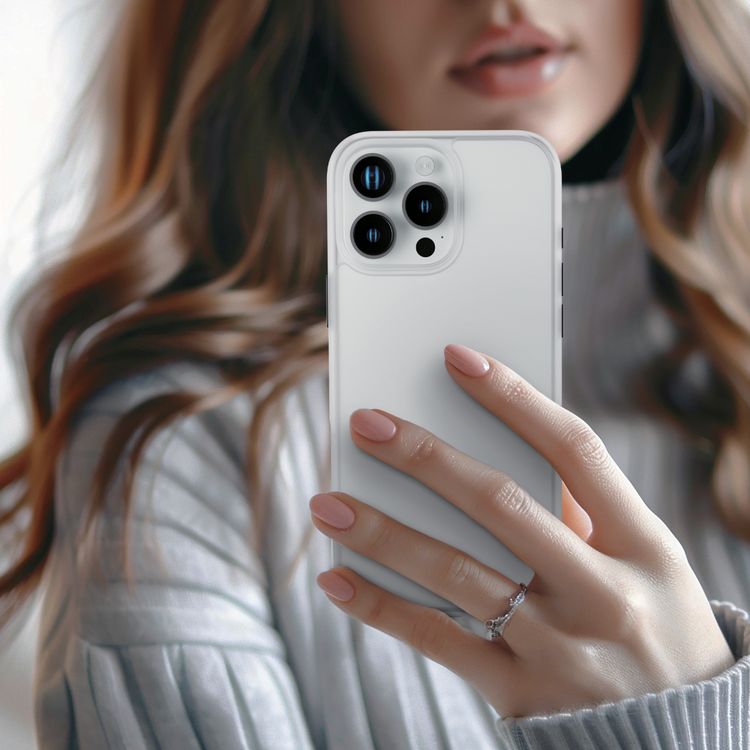 Levelo Solo Case for iPhone 16 Pro Max with Clearview Technology, Matte TPU Bumper, Comfortable Grip, Impact-Resistant Corners, 3H Scratch Resistance - White