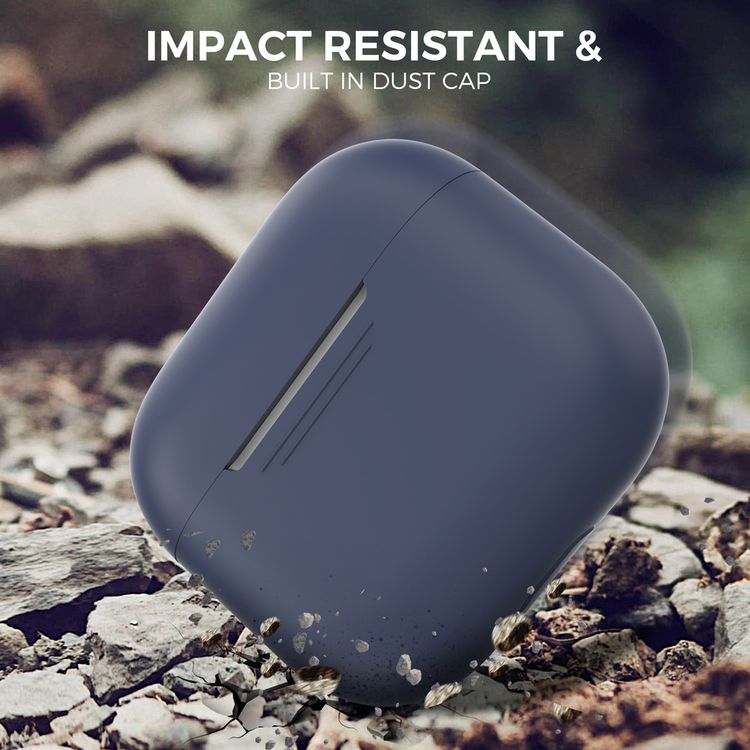 AhaStyle PT176-NB Full Cover Silicone Case for Airpods 3 Drop Shock Protection, Front LED Visible Cover with Carabiner Suitable with Wireless Chargers - Blue