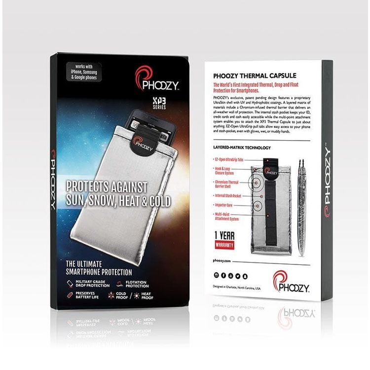 Phoozy XP3 Series Thermal Mobile Phone Case Capsule with Internal Stash Pocket, Insulated Ultra-Slim Weatherproof Pouch, Floating Case Bag, Multi Attachment Strap Silver-Medium